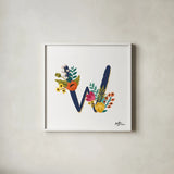 Romantic Luxe W Navy by Janelle Penner. Shown in a crisp white glass frame for a clean and minimalist style. Available as an archival giclee rolled canvas, fine art paper, or poster print. SKU 74242a.