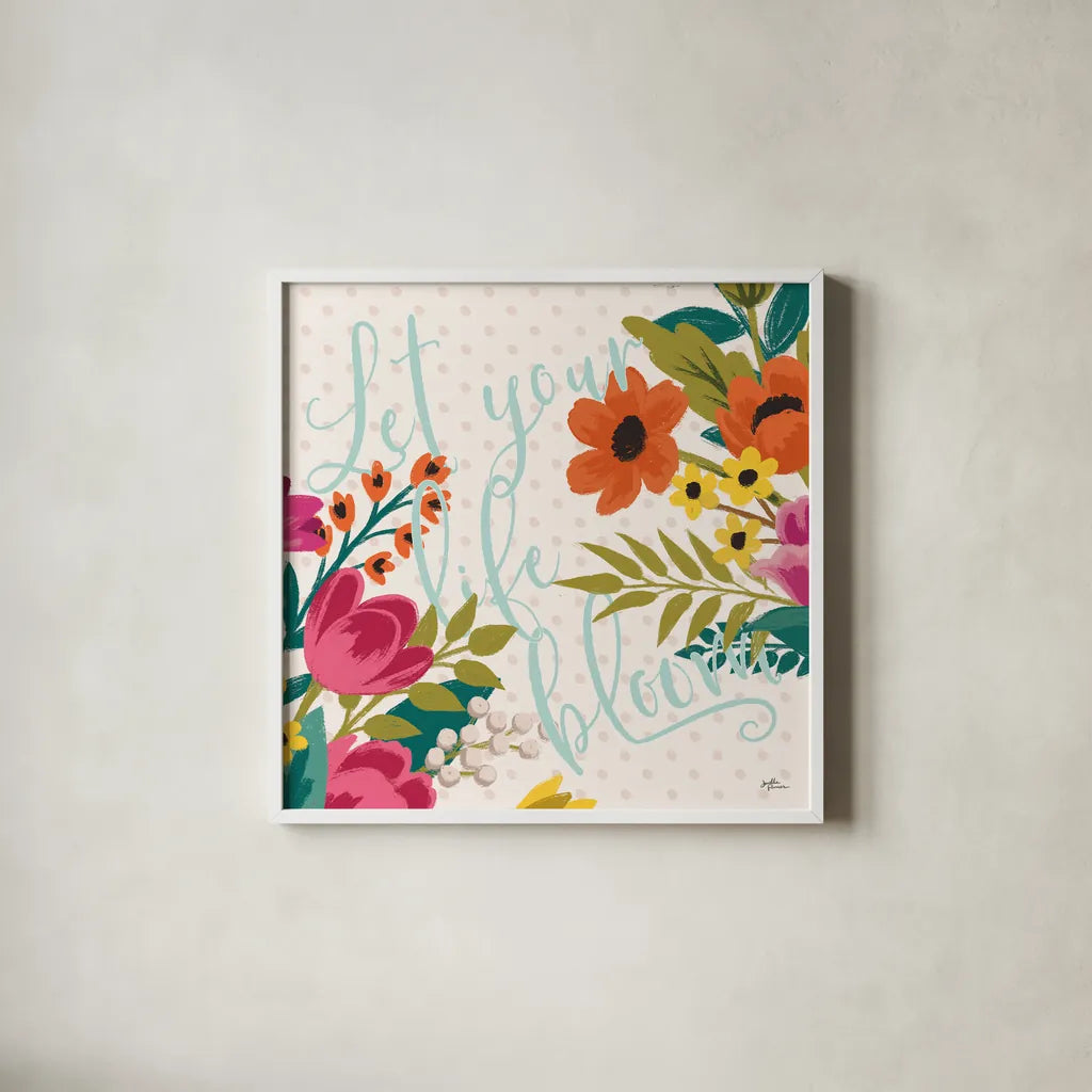 Romantic Luxe X Light by Janelle Penner. Shown in a crisp white glass frame for a clean and minimalist style. Available as an archival giclee rolled canvas, fine art paper, or poster print. SKU 39336a.