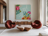 Romantic Luxe XI by Janelle Penner. Shown as extra-large giant wall art in a modern living room. Available as an archival giclee rolled canvas, fine art paper, or poster print. SKU 37886a.