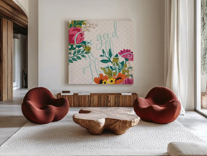 Romantic Luxe XI Light by Janelle Penner. Shown as extra-large giant wall art in a modern living room. Available as an archival giclee rolled canvas, fine art paper, or poster print. SKU 39337a.