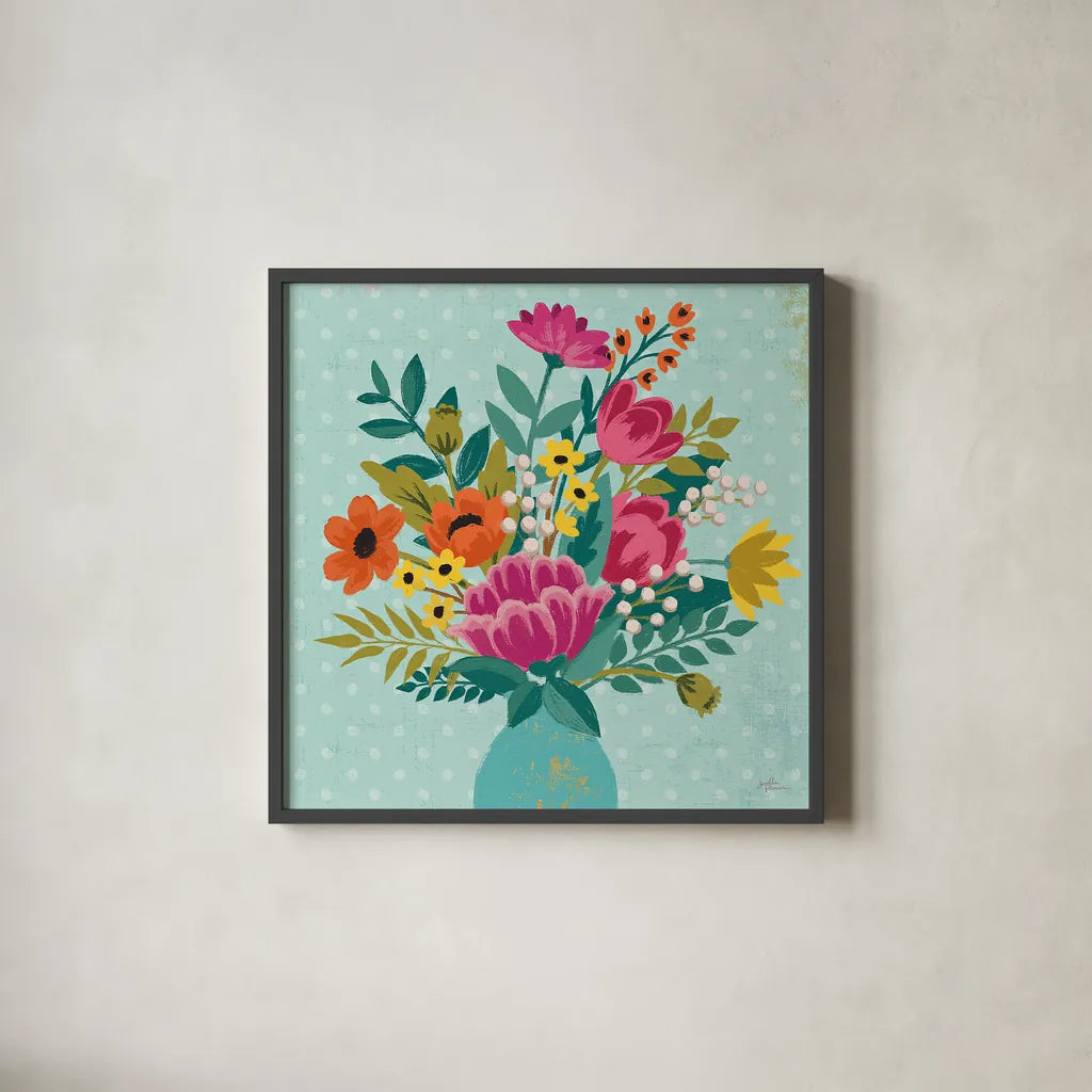 Romantic Luxe XIV by Janelle Penner. Shown in a sleek black glass frame for a contemporary gallery look. Available as an archival giclee rolled canvas, fine art paper, or poster print. SKU 37889a.