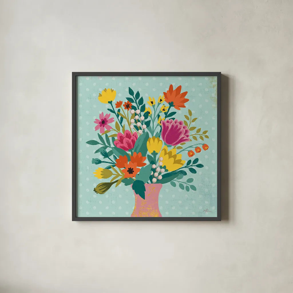 Romantic Luxe XV by Janelle Penner. Shown in a sleek black glass frame for a contemporary gallery look. Available as an archival giclee rolled canvas, fine art paper, or poster print. SKU 37890a.