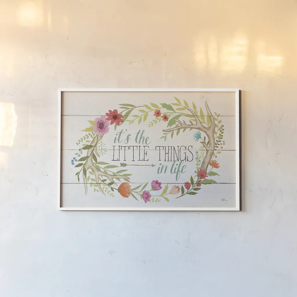 Rustic Bloom I by Janelle Penner. shown as a paper print in a white frame. Available as a archival giclee rolled canvas, fine art paper, or poster print. SKU 31854i.