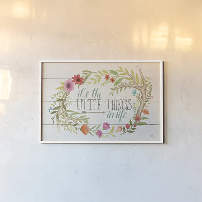 Rustic Bloom I by Janelle Penner. shown as a paper print in a white frame. Available as a archival giclee rolled canvas, fine art paper, or poster print. SKU 31854i.