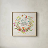 Rustic Bloom V by Janelle Penner. Shown in a natural wood glass frame for a timeless modern aesthetic. Available as an archival giclee rolled canvas, fine art paper, or poster print. SKU 31858a.