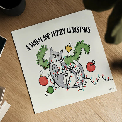 Santa Paws II by Janelle Penner. Shown as a detailed flat fine art print, highlighting archival giclee quality. Available as an archival giclee rolled canvas, fine art paper, or poster print. SKU 47100a.