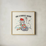 Santa Paws III by Janelle Penner. Shown in a natural wood glass frame for a timeless modern aesthetic. Available as an archival giclee rolled canvas, fine art paper, or poster print. SKU 47101a.