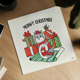 Santa Paws IV by Janelle Penner. Shown as a detailed flat fine art print, highlighting archival giclee quality. Available as an archival giclee rolled canvas, fine art paper, or poster print. SKU 47102a.