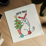 Santa Paws V by Janelle Penner. Shown as a detailed flat fine art print, highlighting archival giclee quality. Available as an archival giclee rolled canvas, fine art paper, or poster print. SKU 47103a.