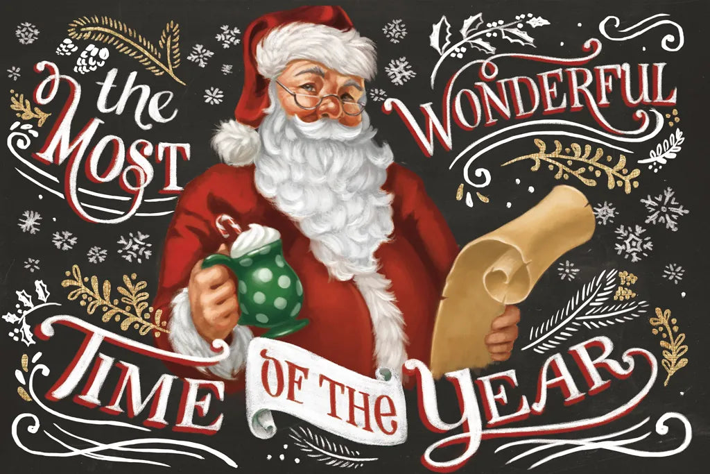 Santas List II Black by Janelle Penner. SKU 68425i. Archival Giclee Fine art print for wall decor.