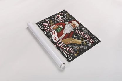 Santas List II Black by Janelle Penner. shown as a rolled paper print. Available as archival giclee rolled canvas, fine art paper, or poster print. SKU 68425i.