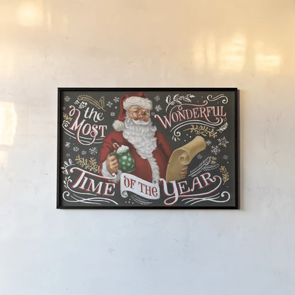 Santas List II Black by Janelle Penner. shown as a paper print in a black flame. Available as a archival giclee rolled canvas, fine art paper, or poster print. SKU 68425i.