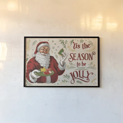 Santas List III Ivory by Janelle Penner. shown as a paper print in a black flame. Available as a archival giclee rolled canvas, fine art paper, or poster print. SKU 68424i.