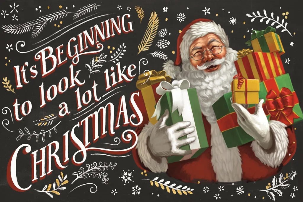 Santas List IV Black by Janelle Penner. SKU 68423i. Archival Giclee Fine art print for wall decor.