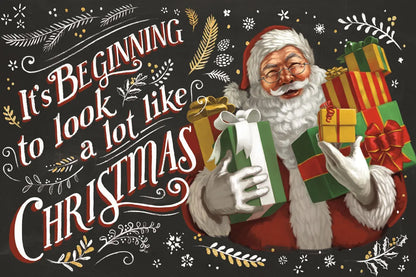 Santas List IV Black by Janelle Penner. SKU 68423i. Archival Giclee Fine art print for wall decor.