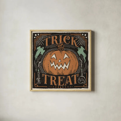 Scaredy Cats II by Janelle Penner. Shown in a natural wood glass frame for a timeless modern aesthetic. Available as an archival giclee rolled canvas, fine art paper, or poster print. SKU 61616a.