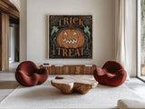 Scaredy Cats II by Janelle Penner. Shown as extra-large giant wall art in a modern living room. Available as an archival giclee rolled canvas, fine art paper, or poster print. SKU 61616a.