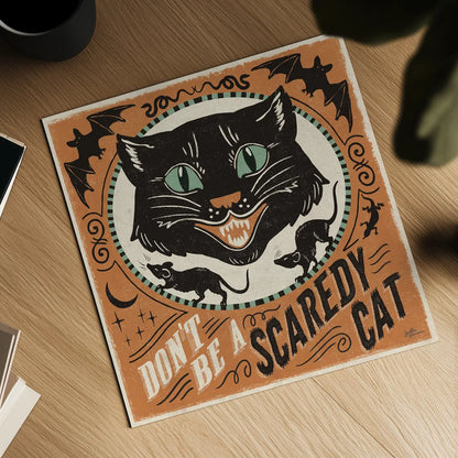 Scaredy Cats III by Janelle Penner. Shown as a detailed flat fine art print, highlighting archival giclee quality. Available as an archival giclee rolled canvas, fine art paper, or poster print. SKU 61617a.