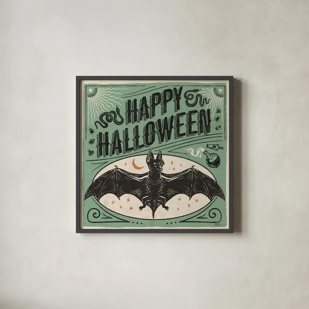 Scaredy Cats IV by Janelle Penner. Shown in a sleek black glass frame for a contemporary gallery look. Available as an archival giclee rolled canvas, fine art paper, or poster print. SKU 61618a.