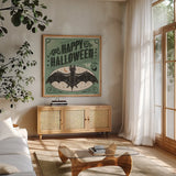 Scaredy Cats IV by Janelle Penner. Shown in a natural wood frame in a cozy modern living room. Available as an archival giclee rolled canvas, fine art paper, or poster print. SKU 61618a.