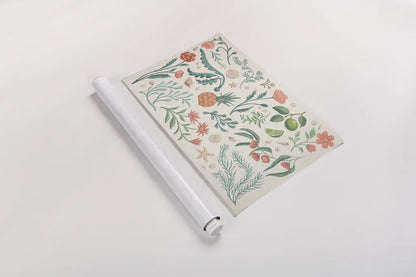 Seaside Botanical I by Janelle Penner. shown as a rolled paper print. Available as archival giclee rolled canvas, fine art paper, or poster print. SKU 57008i.