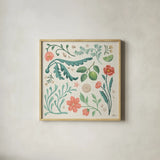 Seaside Botanical II by Janelle Penner. Shown in a natural wood glass frame for a timeless modern aesthetic. Available as an archival giclee rolled canvas, fine art paper, or poster print. SKU 57009a.