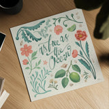 Seaside Botanical IV by Janelle Penner. Shown as a detailed flat fine art print, highlighting archival giclee quality. Available as an archival giclee rolled canvas, fine art paper, or poster print. SKU 57011a.