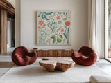 Seaside Botanical IV by Janelle Penner. Shown as extra-large giant wall art in a modern living room. Available as an archival giclee rolled canvas, fine art paper, or poster print. SKU 57011a.