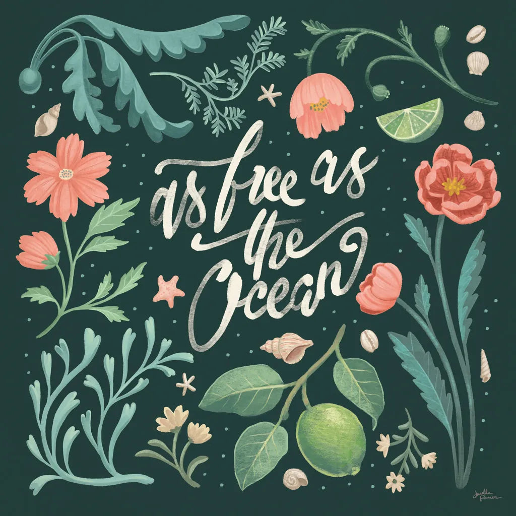 Seaside Botanical IV Dark by Janelle Penner. SKU 57016a. Archival Giclee Fine art print for wall decor.