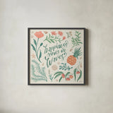 Seaside Botanical V by Janelle Penner. Shown in a sleek black glass frame for a contemporary gallery look. Available as an archival giclee rolled canvas, fine art paper, or poster print. SKU 57012a.