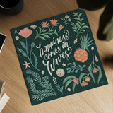 Seaside Botanical V Dark by Janelle Penner. Shown as a detailed flat fine art print, highlighting archival giclee quality. Available as an archival giclee rolled canvas, fine art paper, or poster print. SKU 57017a.