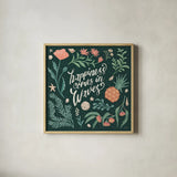 Seaside Botanical V Dark by Janelle Penner. Shown in a natural wood glass frame for a timeless modern aesthetic. Available as an archival giclee rolled canvas, fine art paper, or poster print. SKU 57017a.