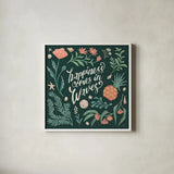Seaside Botanical V Dark by Janelle Penner. Shown in a crisp white glass frame for a clean and minimalist style. Available as an archival giclee rolled canvas, fine art paper, or poster print. SKU 57017a.