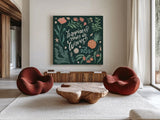 Seaside Botanical V Dark by Janelle Penner. Shown as extra-large giant wall art in a modern living room. Available as an archival giclee rolled canvas, fine art paper, or poster print. SKU 57017a.