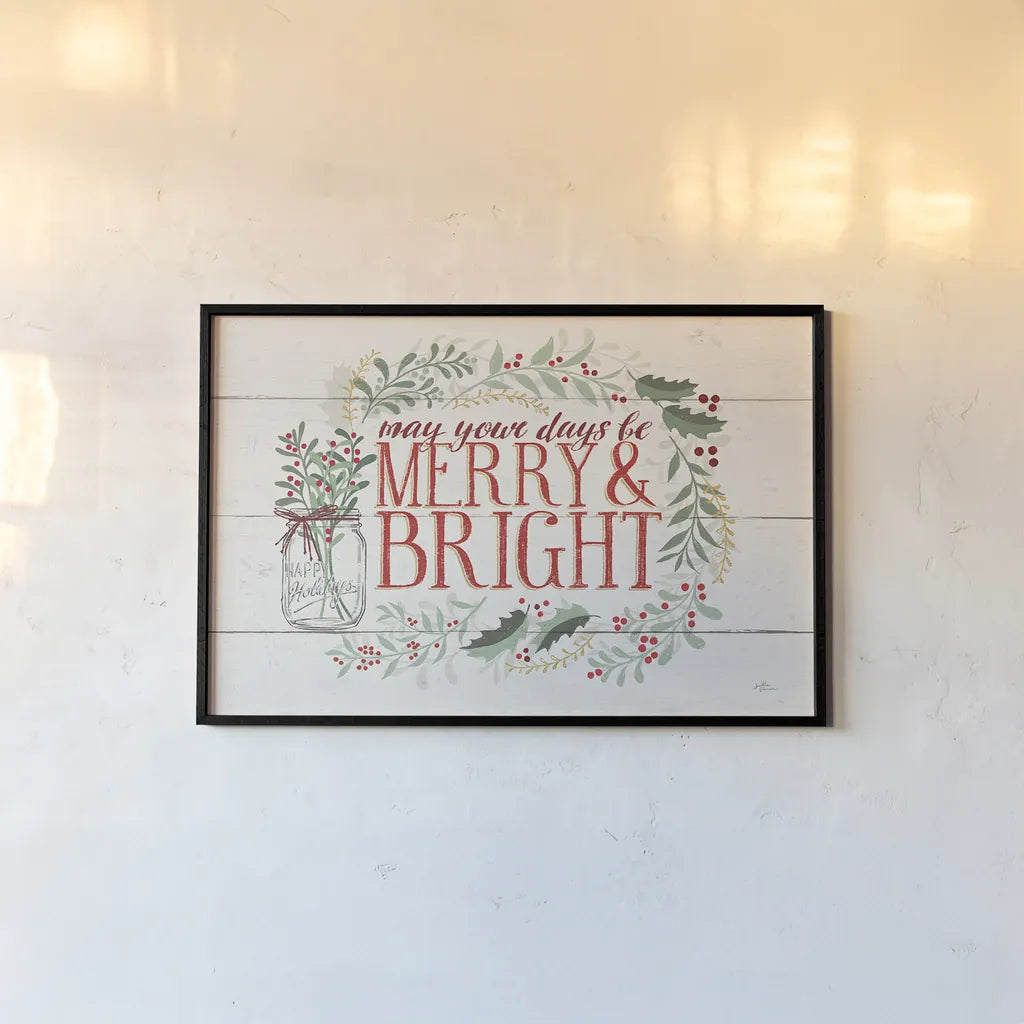 Seasons Greetings I by Janelle Penner. shown as a paper print in a black flame. Available as a archival giclee rolled canvas, fine art paper, or poster print. SKU 31489i.