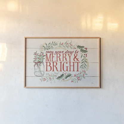 Seasons Greetings I by Janelle Penner. shown as a paper print in a natural frame. Available as a archival giclee rolled canvas, fine art paper, or poster print. SKU 31489i.