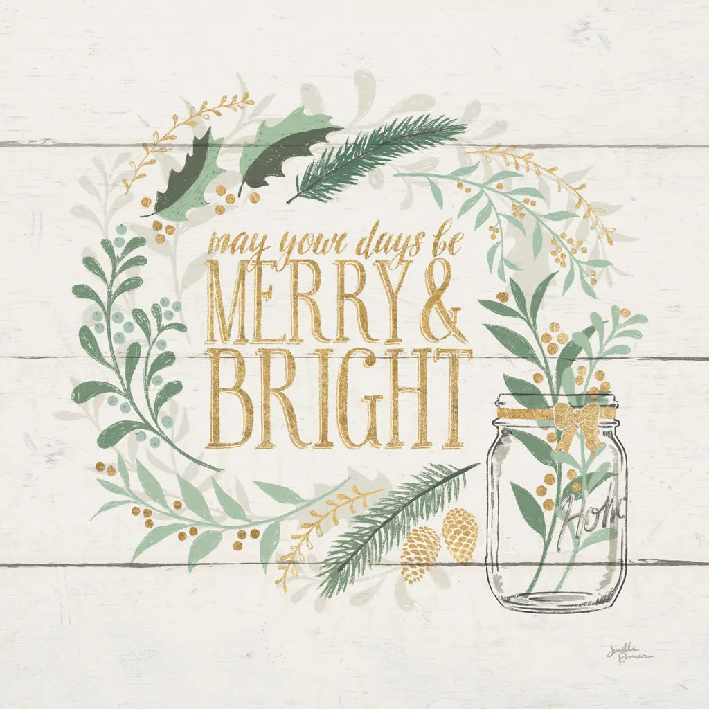 Seasons Greetings II Gold by Janelle Penner. SKU 57730a. Archival Giclee Fine art print for wall decor.