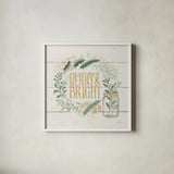 Seasons Greetings II Gold by Janelle Penner. Shown in a crisp white glass frame for a clean and minimalist style. Available as an archival giclee rolled canvas, fine art paper, or poster print. SKU 57730a.