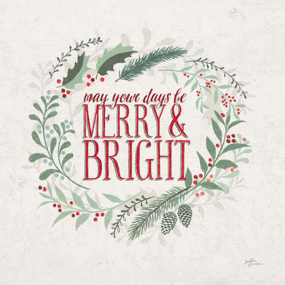 Seasons Greetings II Wreath by Janelle Penner. SKU 59700a. Archival Giclee Fine art print for wall decor.