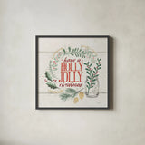 Seasons Greetings III by Janelle Penner. Shown in a sleek black glass frame for a contemporary gallery look. Available as an archival giclee rolled canvas, fine art paper, or poster print. SKU 31491a.