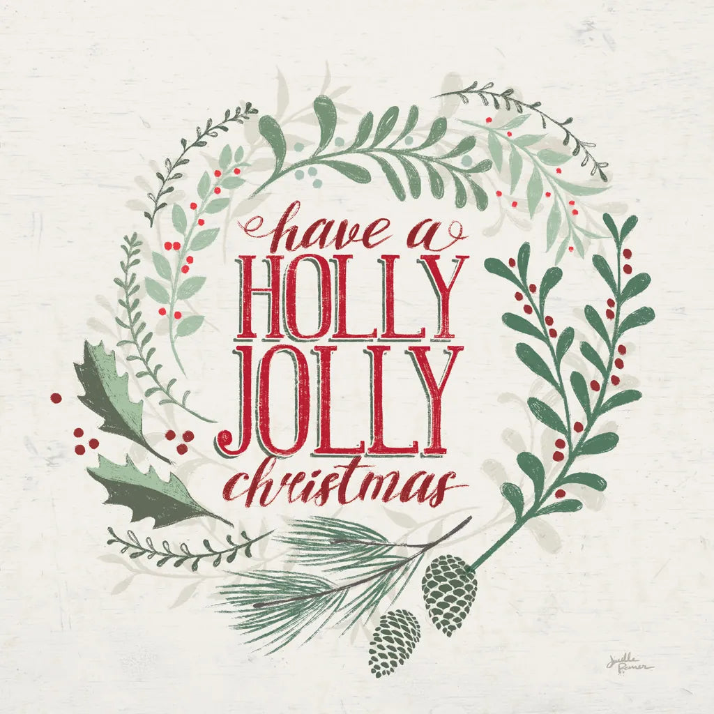 Seasons Greetings III Wreath by Janelle Penner. SKU 59701a. Archival Giclee Fine art print for wall decor.