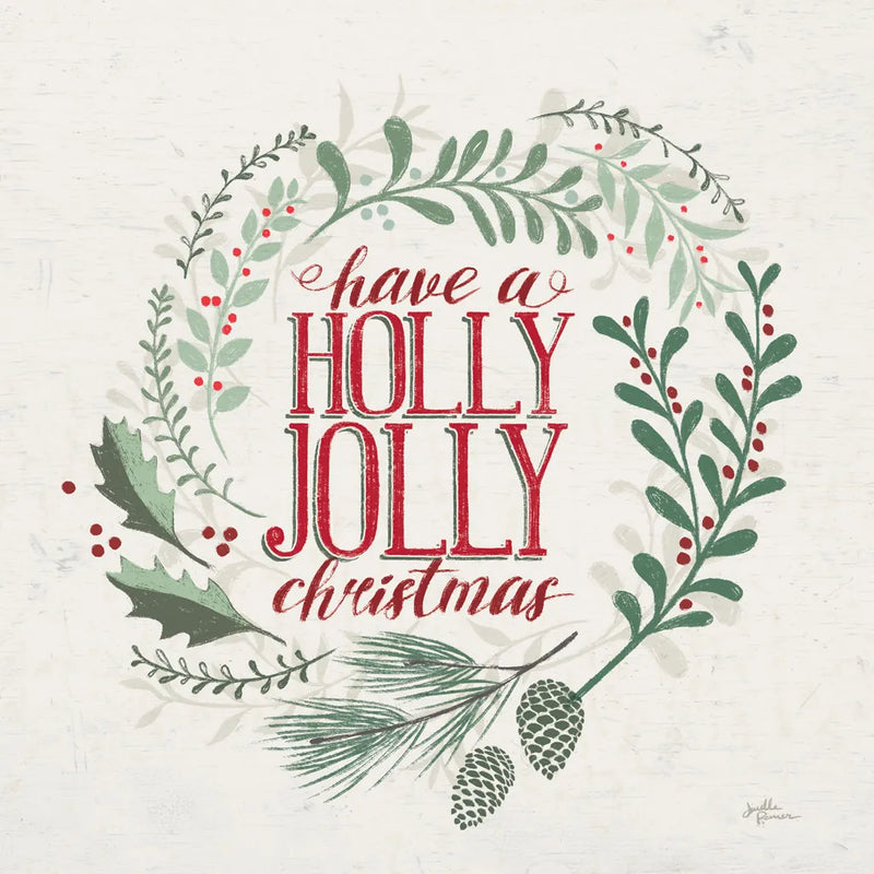 Seasons Greetings III Wreath by Janelle Penner. SKU 59701a. Archival Giclee Fine art print for wall decor.