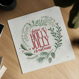 Seasons Greetings III Wreath by Janelle Penner. Shown as a detailed flat fine art print, highlighting archival giclee quality. Available as an archival giclee rolled canvas, fine art paper, or poster print. SKU 59701a.