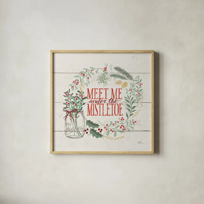 Seasons Greetings V by Janelle Penner. Shown in a natural wood glass frame for a timeless modern aesthetic. Available as an archival giclee rolled canvas, fine art paper, or poster print. SKU 31493a.
