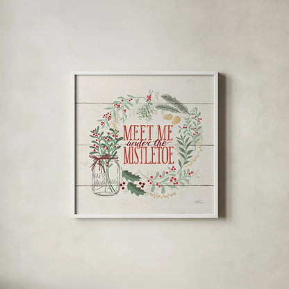Seasons Greetings V by Janelle Penner. Shown in a crisp white glass frame for a clean and minimalist style. Available as an archival giclee rolled canvas, fine art paper, or poster print. SKU 31493a.