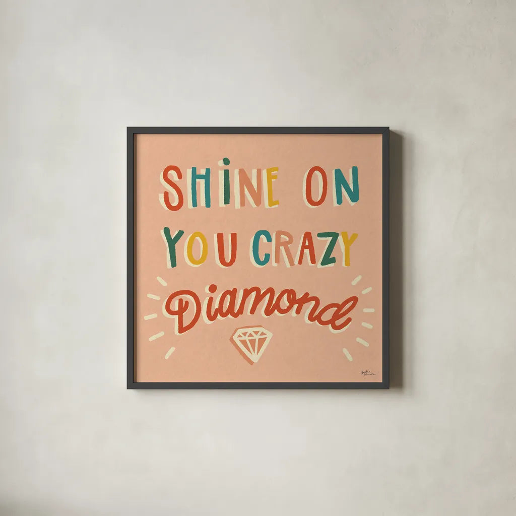 Shine On I by Janelle Penner. Shown in a sleek black glass frame for a contemporary gallery look. Available as an archival giclee rolled canvas, fine art paper, or poster print. SKU 65327a.