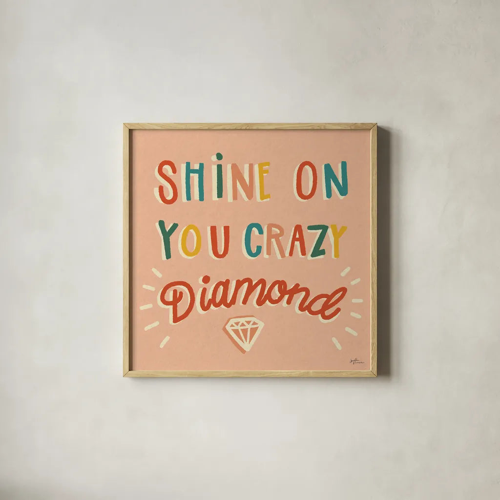 Shine On I by Janelle Penner. Shown in a natural wood glass frame for a timeless modern aesthetic. Available as an archival giclee rolled canvas, fine art paper, or poster print. SKU 65327a.