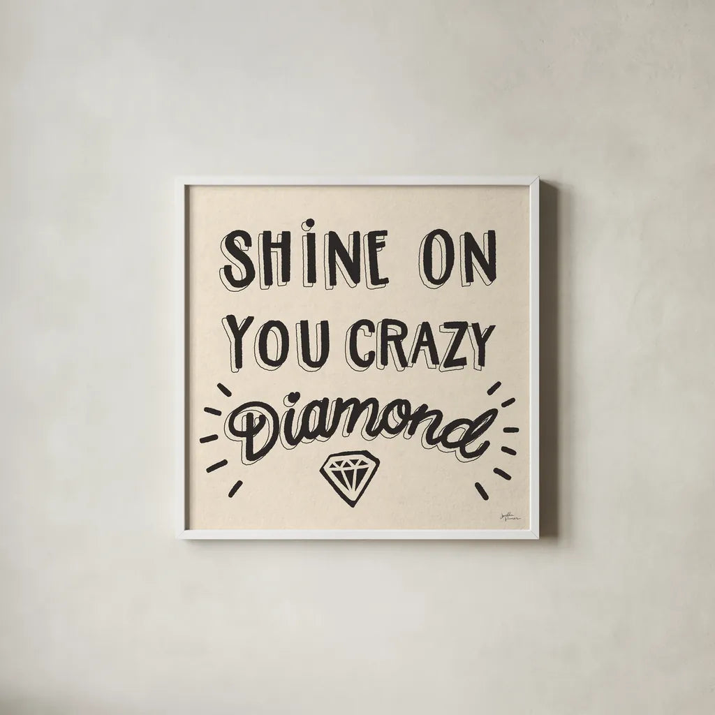 Shine On I Neutral by Janelle Penner. Shown in a crisp white glass frame for a clean and minimalist style. Available as an archival giclee rolled canvas, fine art paper, or poster print. SKU 65328a.
