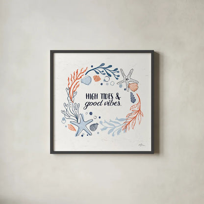 Simple Sea II by Janelle Penner. Shown in a sleek black glass frame for a contemporary gallery look. Available as an archival giclee rolled canvas, fine art paper, or poster print. SKU 35050a.