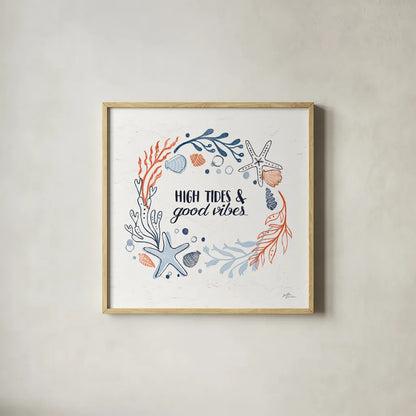 Simple Sea II by Janelle Penner. Shown in a natural wood glass frame for a timeless modern aesthetic. Available as an archival giclee rolled canvas, fine art paper, or poster print. SKU 35050a.